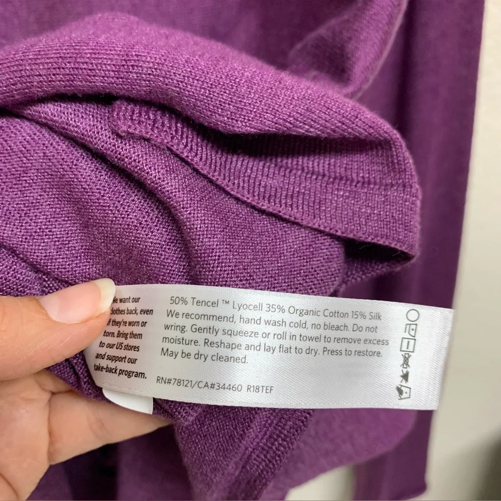 Eileen Fisher Purple Cotton Silk Blend Oversized Sweater Top Sz L Laggenlook - Picture 8 of 10